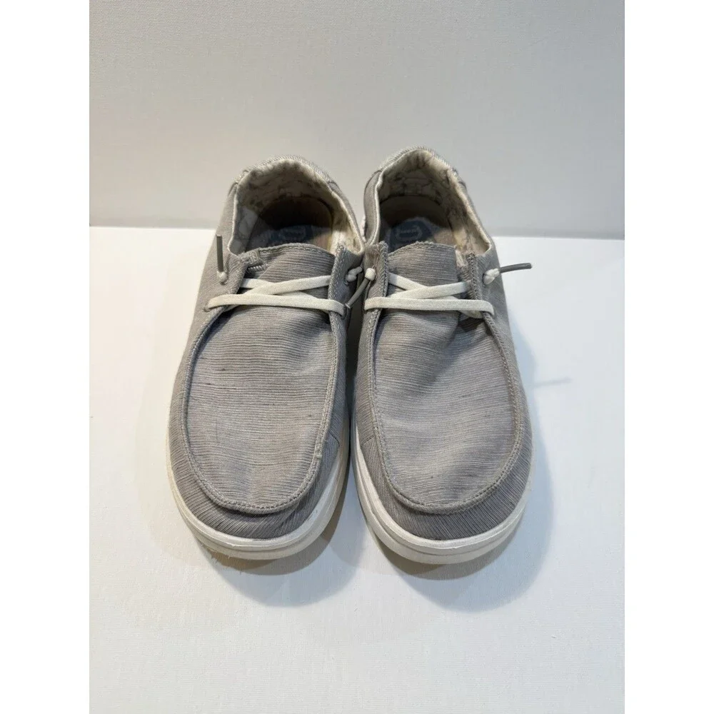 Hey Dude Wendy Rise Chambray Braid Grey Sneaker Slip On Women's Sizes US 9